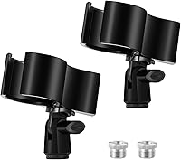 Vista 1 de BILIONE 2 piezas de clip versátil para micrófono, soporte ajustable para micrófonos con rango de diámetro exterior de 1.26" desde 2.3", con Negro