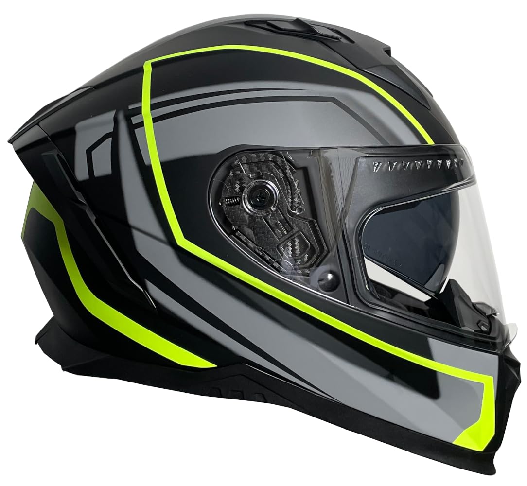 Integralhelm Helm Motorradhelm RALLOX 69-G neon schwarz matt mit Sonnenvisier Größe S M L XL