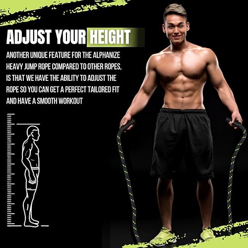 Miniatura 5 de Cuerda de saltar pesada para fitness de 3 libras, cuerda de saltar con peso con 360 asas giratorias, entrenamiento de cuerpo completo para hombres y