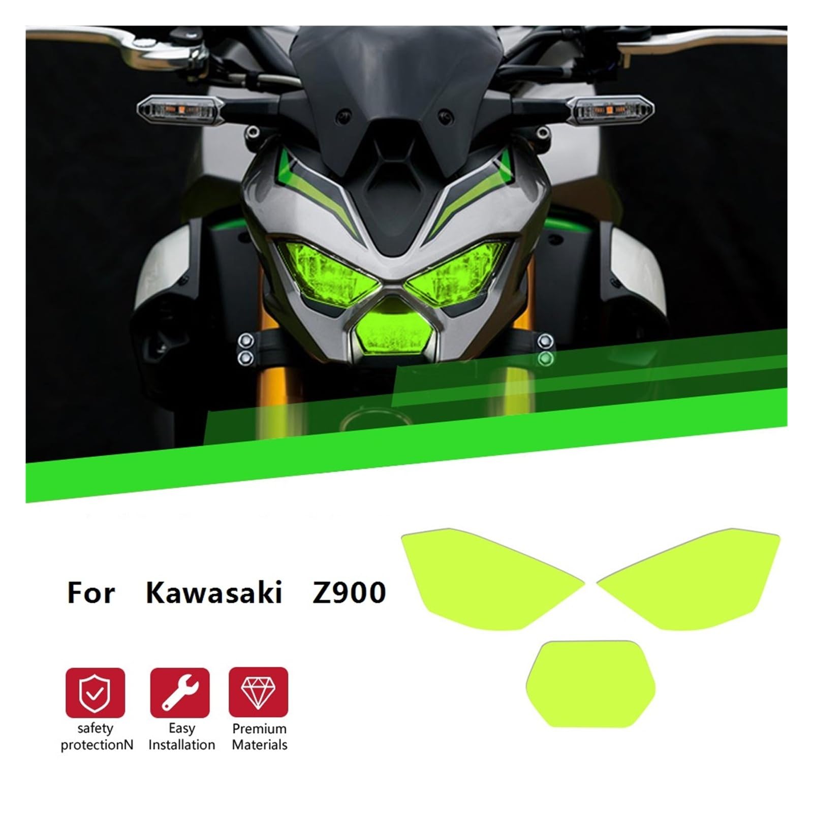 osłona reflektora motocykl Dla Kawasaki Z900 Z-900 Z 900 Motocykl Zmodyfikowana Osłona Reflektora, Folia Ochronna Zmieniająca Kolor, Soczewka Reflektora metalowy retro grill(Red)