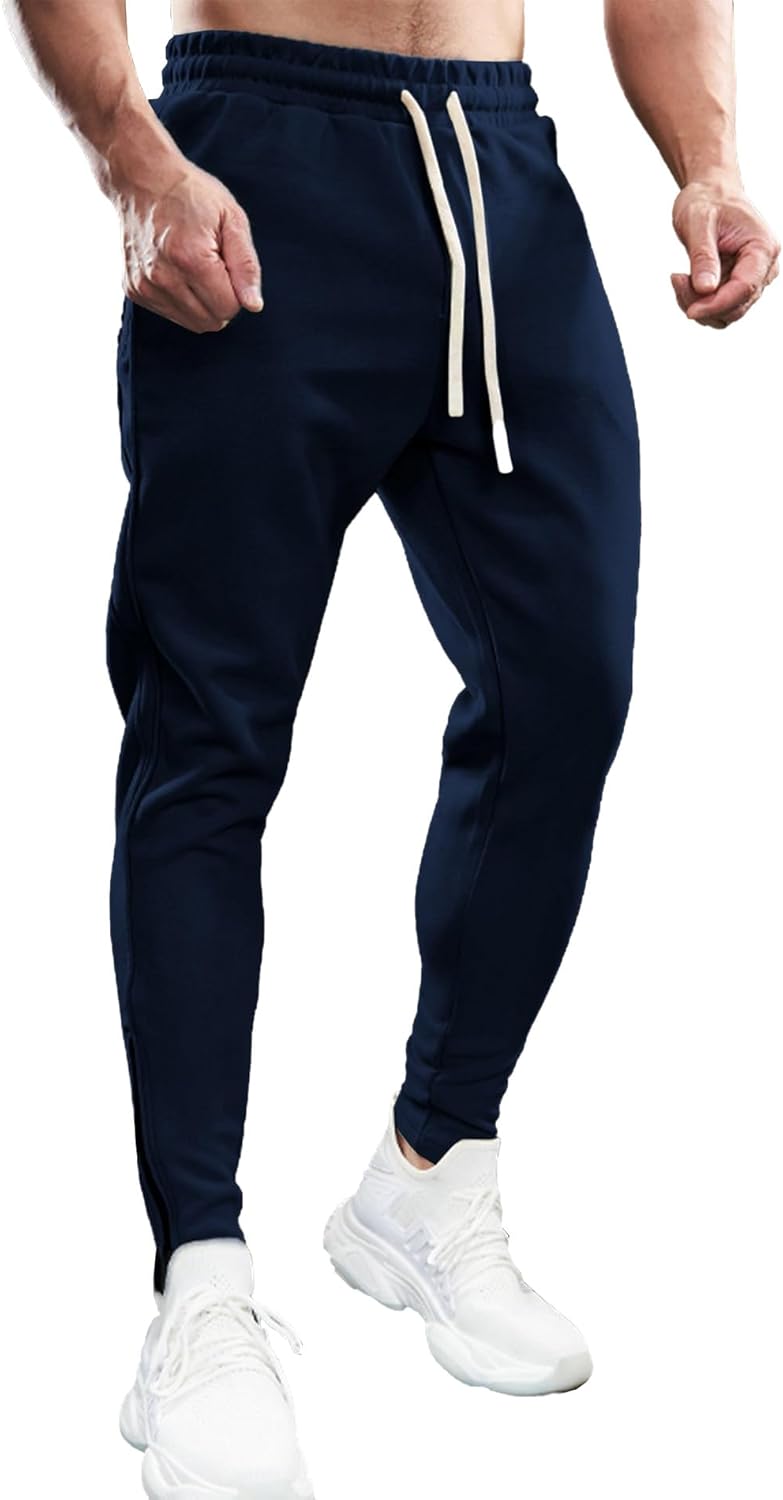 Fioboc Mens Joggers Weekend Performance Zip Ankle Jogger Athletic Sweatpants with Zipper Pockets Athletic Pant