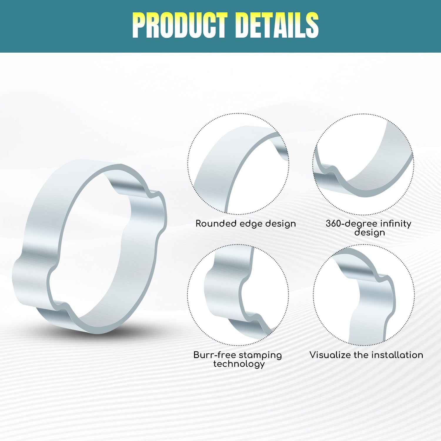 5mm-7mm Double Ear Hose Clamps, Galvanized Steel Rust Proof PEX Clamps for Automotive Plumbing Marine(30 Pcs)