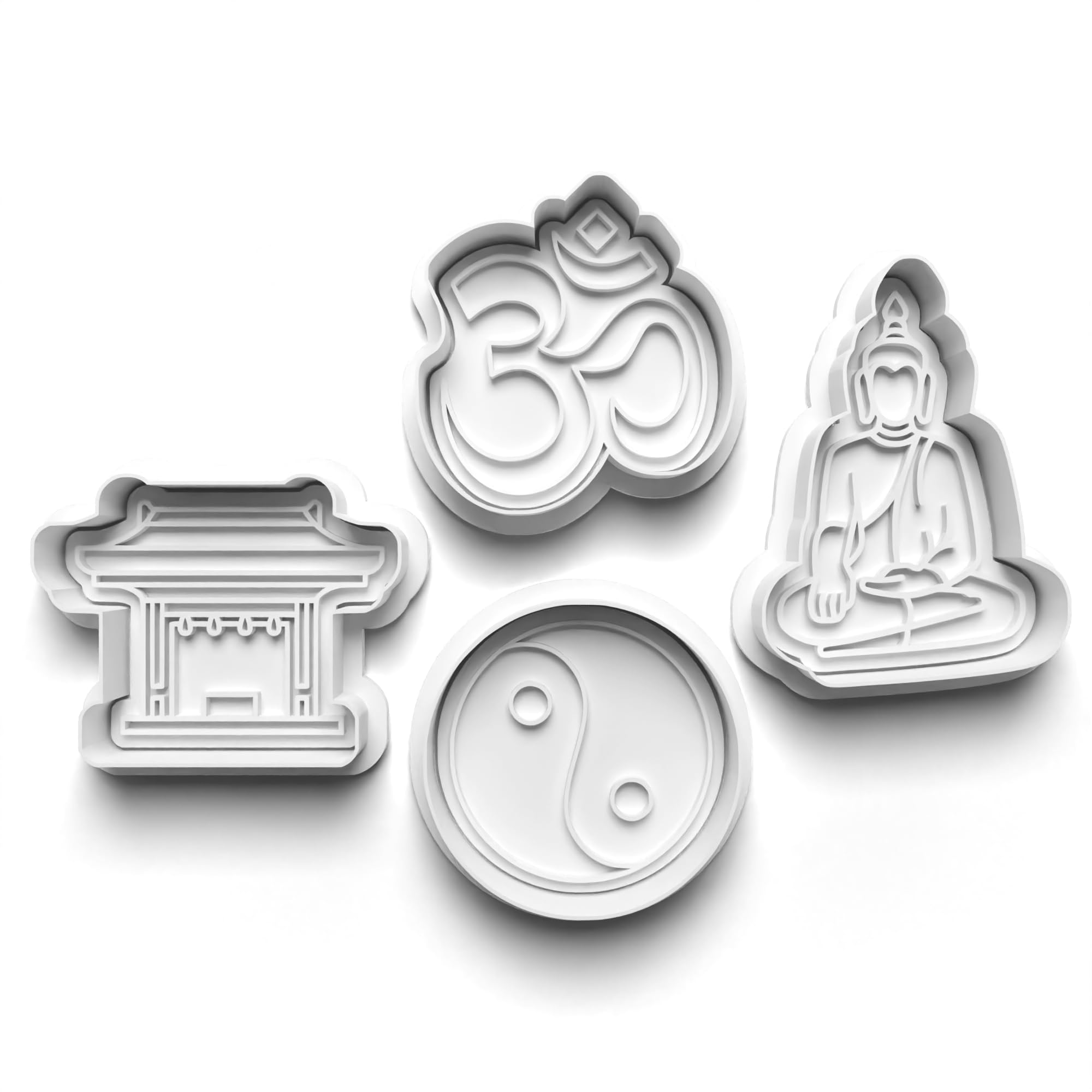 Cookie Cutters Set 4PCS Buddhism Buddha Religion Cookie Stamp Cookie Cutter Mould Dough Fondant for Kid DIY Cookie Making