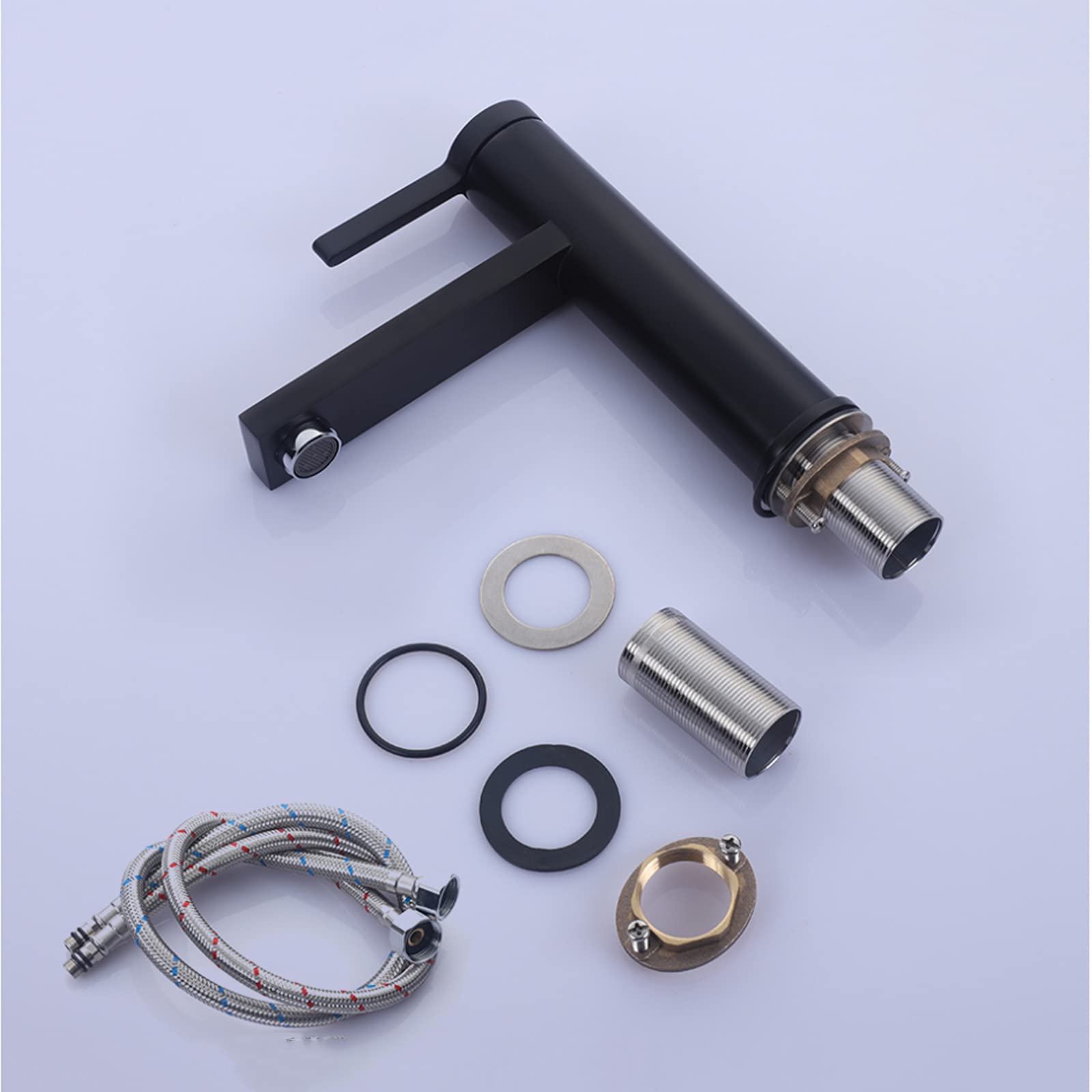Bateria łazienkowa Mosiężny aerator Bateria umywalkowa do łazienki Pojedynczy uchwyt Pojedynczy otwór Bateria umywalkowa Bateria umywalkowa z ciepłą i zimną wodą Bateria zlewozmywakowa z wężem