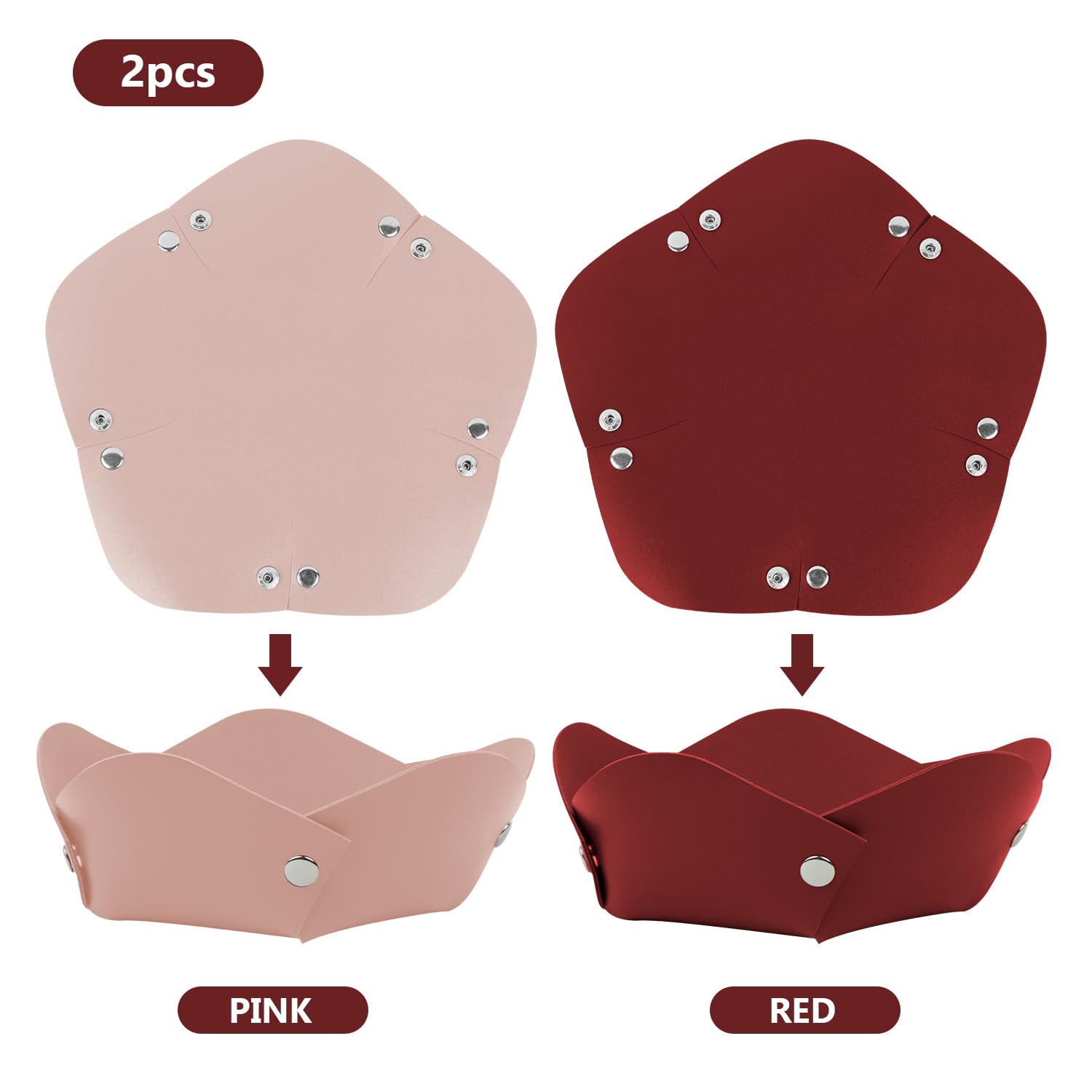 Portaoggetti In Pelle - 2 Pezzi Svuotatasche Decorativi Per Gioielli, Chiavi E Oggetti Personali - Foto 8