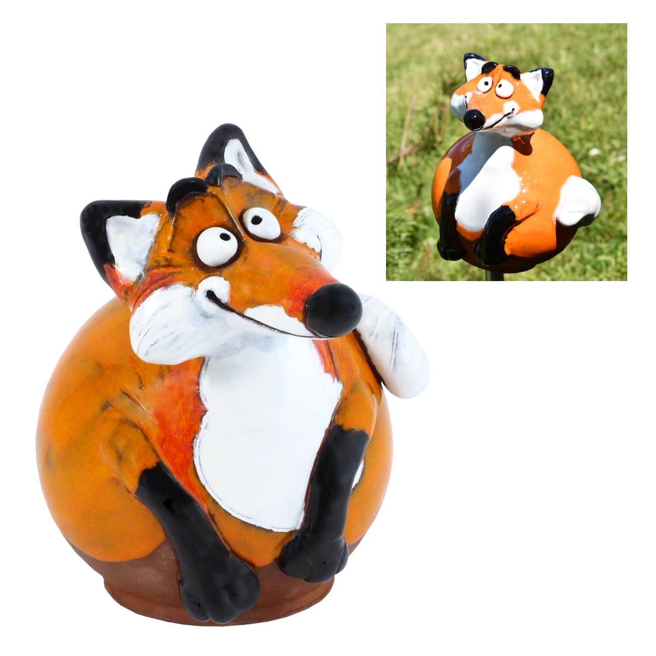 ceramica decorazione statua da esterni per giardino e casa 'Fox' H17 CM. Fatto a mano