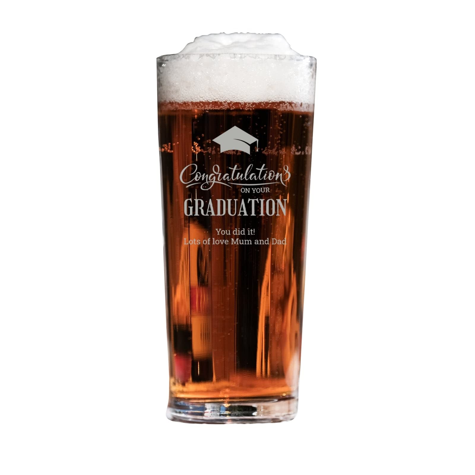 Personalised Engraved Glass - Graduation Pint Glass Gift, Congratulations on Your Graduation
