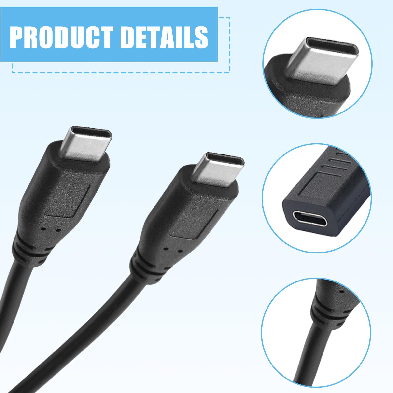 YAOGUI Cavo Splitter USB-C Maschio A Doppia Femmina – Ricarica 2 Dispositivi Insieme, 30cm