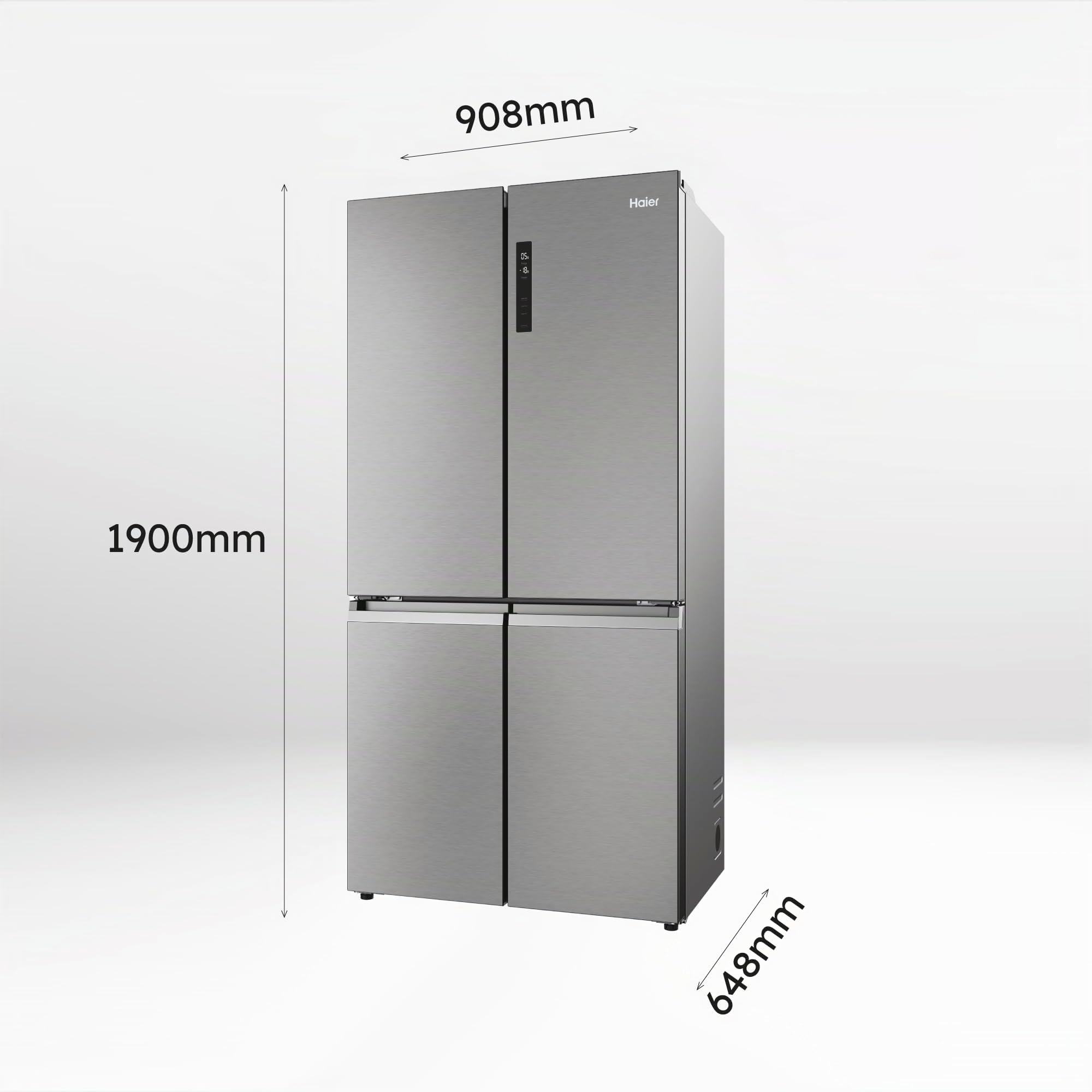 Haier Cube 90 Series 5 HCR5919ENMP Frigorífico 4 Puertas, Capacidad XXL 528L, Motor Inverter, My Zone, Cajón Humidity Zone,Total No Frost, Ancho 90,8cm, Funciones Especiales, Iluminación LED, Inox