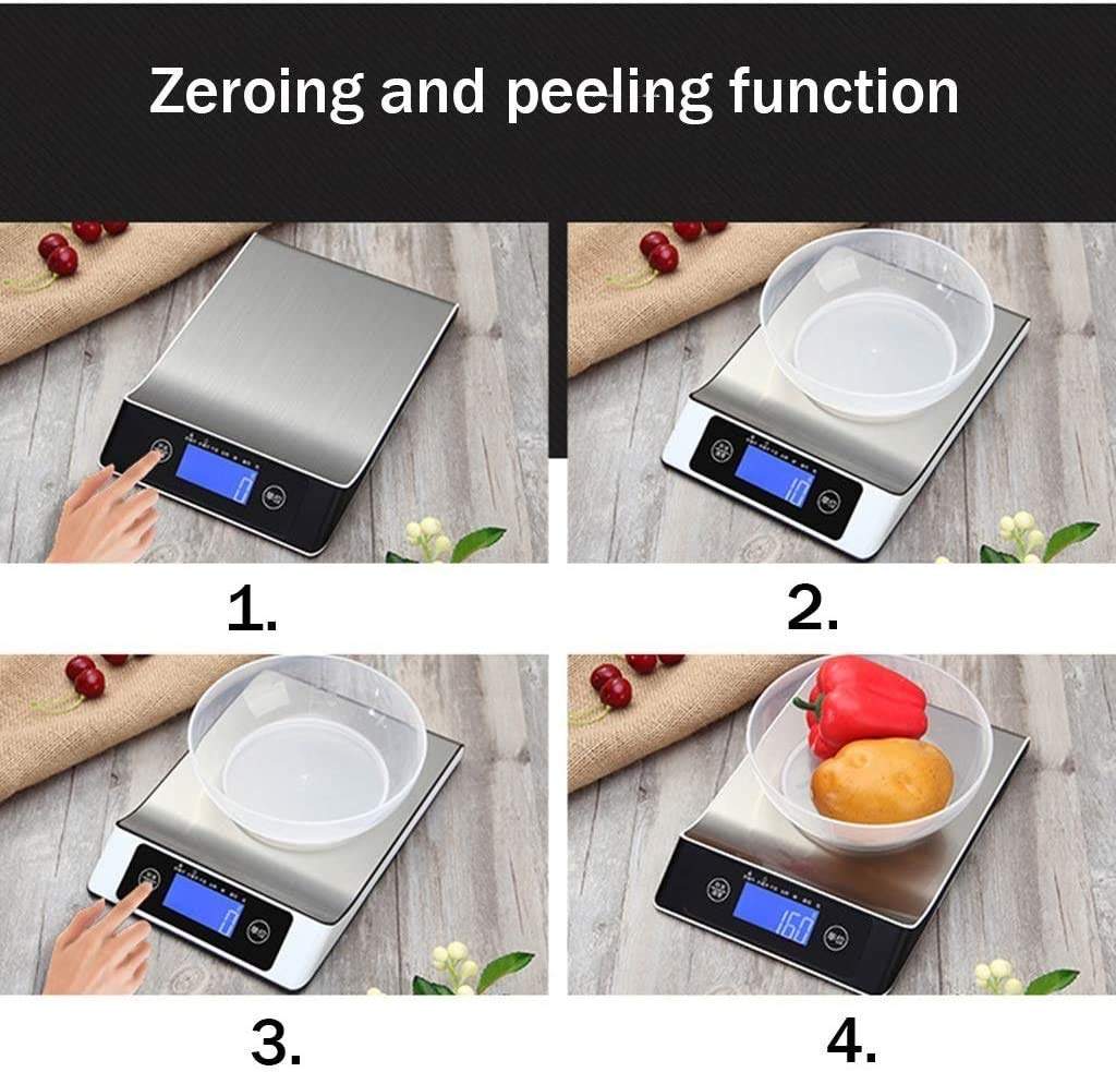 Electronic Scales High Precision Cooking Scale Digital Stainless-Steel Food Jewelry Scales(Orange-10kg/1g (Gray 10kg/1g)
