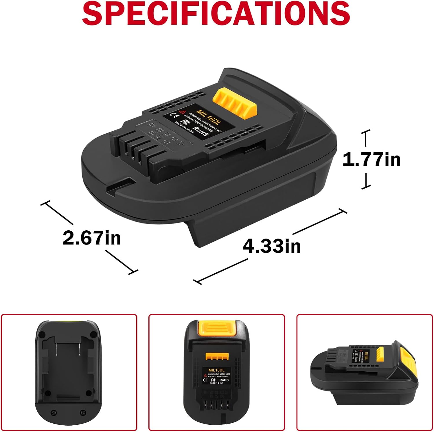Adapter for Milwaukee M18 Battery to Dewalt 20V Tool, Compatible with Dewalt 20V Cordless Tool (No Charging Function)