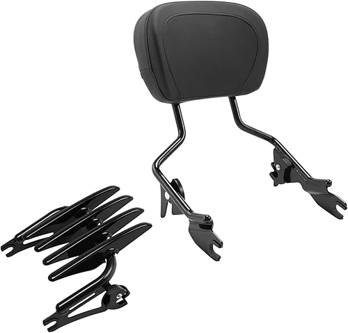 Almohadilla para respaldo de pasajero vertical desmontable negro y portaequipajes apto para Harley Touring Road King Street Glide Road Glide Road
