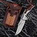 SPIRIT DEED Men's Damascus Folding Knife, 3.4 inch Damascus Steel Blade Redwood Handle EDC, Used for Camping and Hunting pocket knife