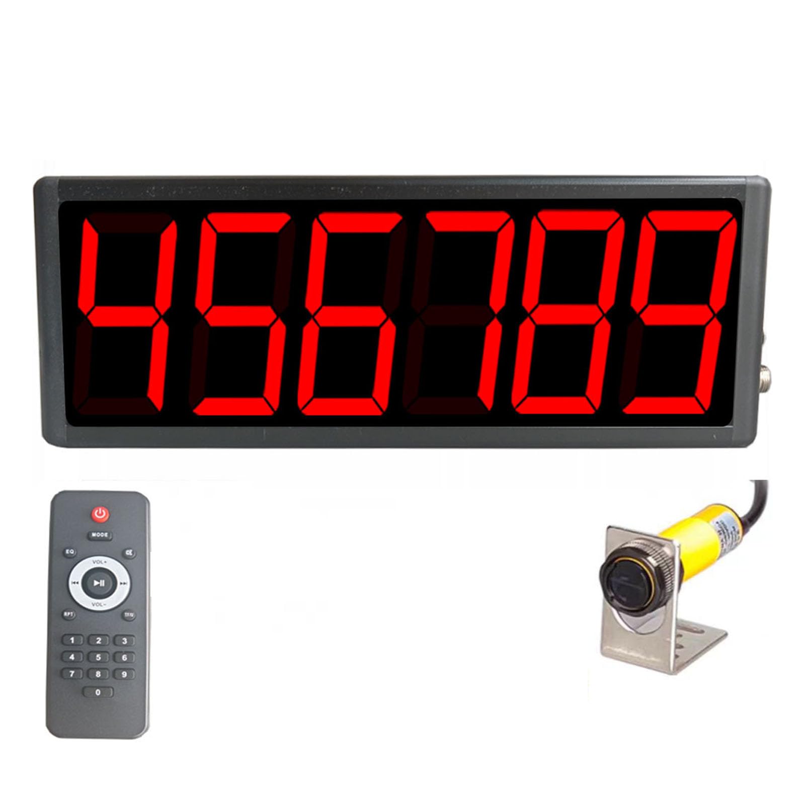 Compteur numérique à 6 chiffres, affichage LED et télécommande, plage de comptage de 0 à 999999 pour convoyeur, ligne de production, comptage de visiteurs