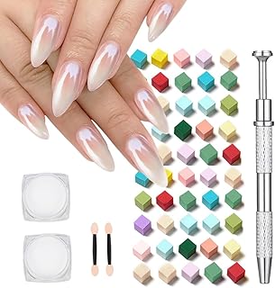 Juego de 103 polvos de uñas de cromo perla bl...