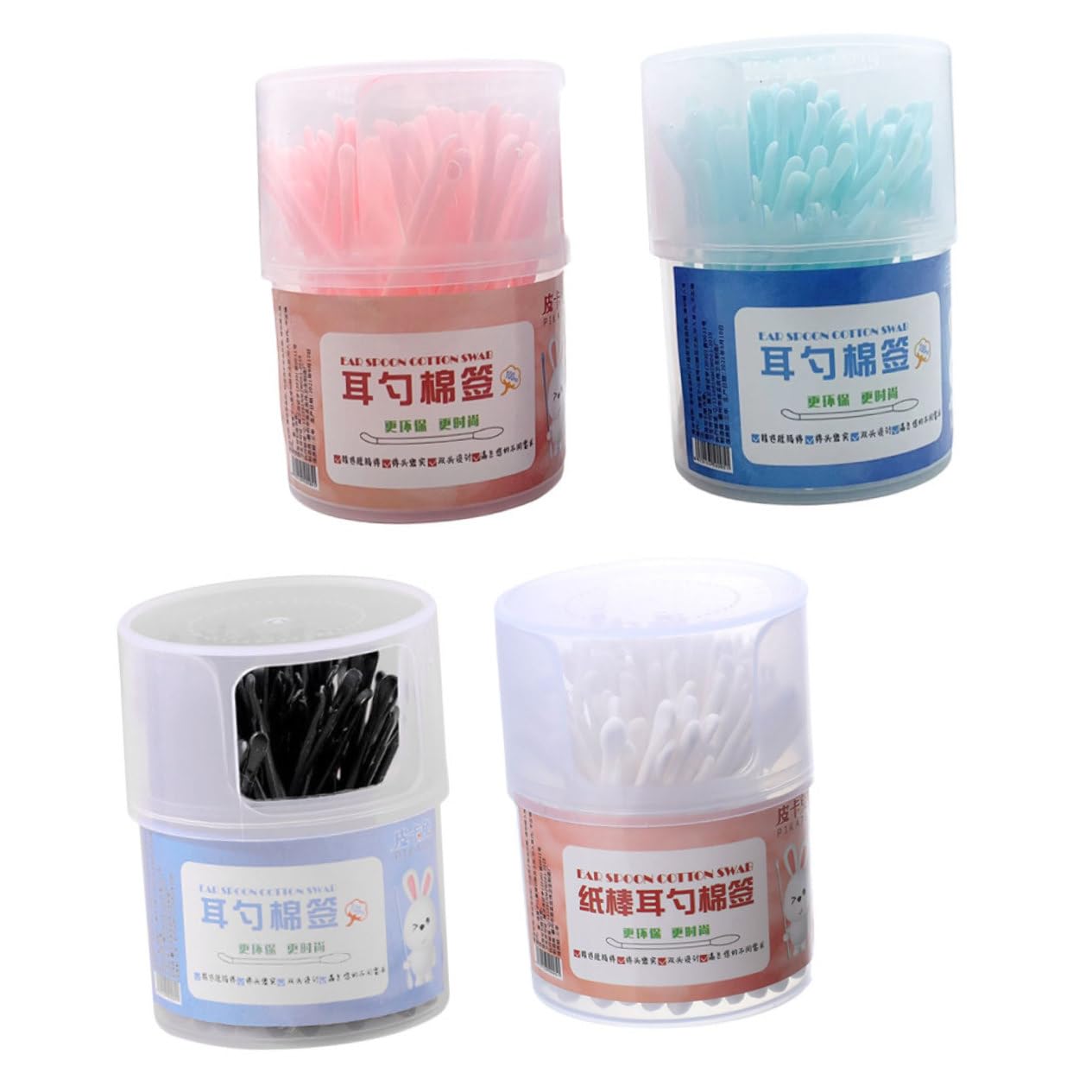 FOMIYES Double-headed Cotton Swabs Ear Cleaning Cotton Buds Assorted Pack of 4 Random Color