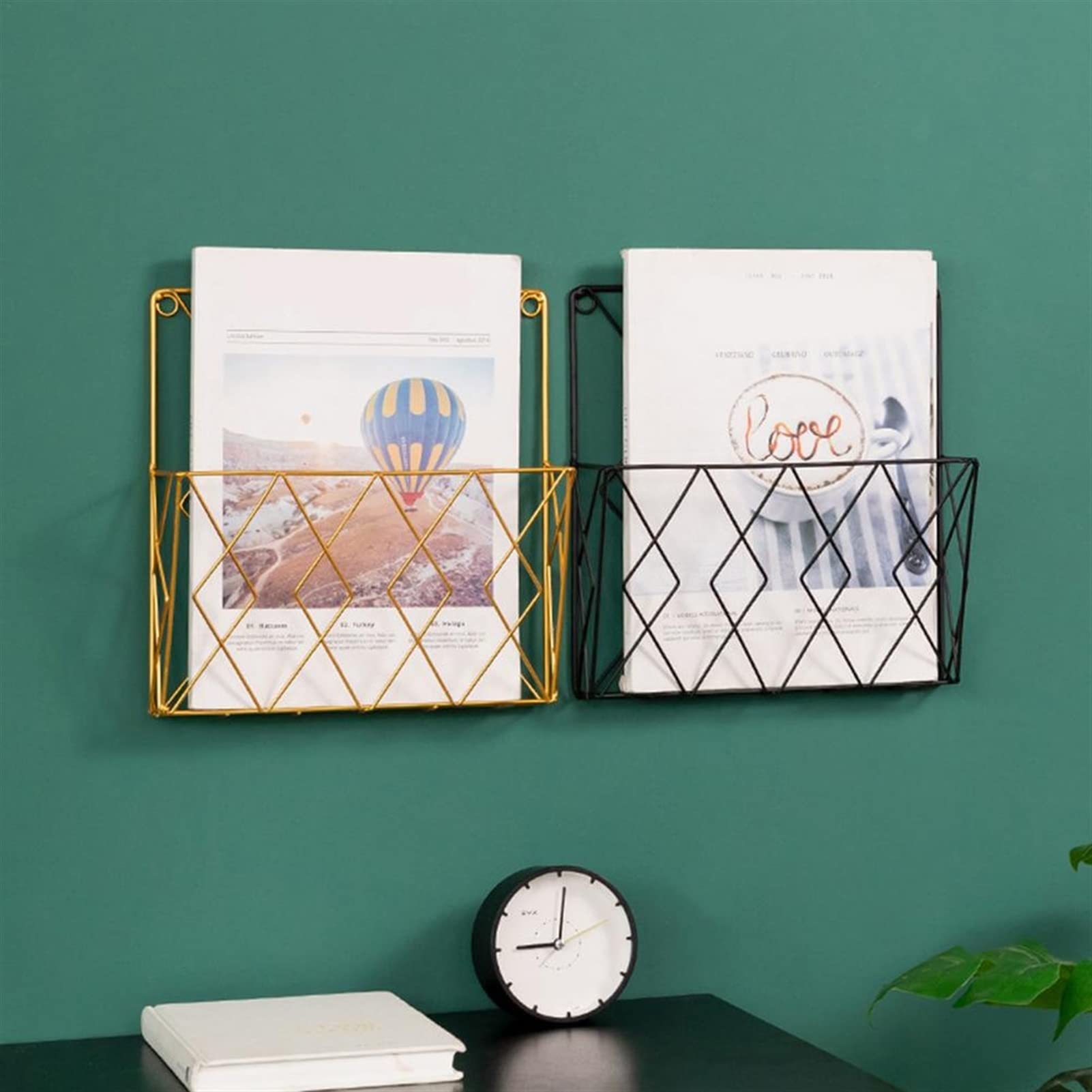 Portadocumenti da Scrivania File rack file a parete file stoccaggio titolare geometrico metallo rivista file stoccaggio cestino soggiorno corridoio corridoio cestini portaoggetti chiave Vaschetta Port