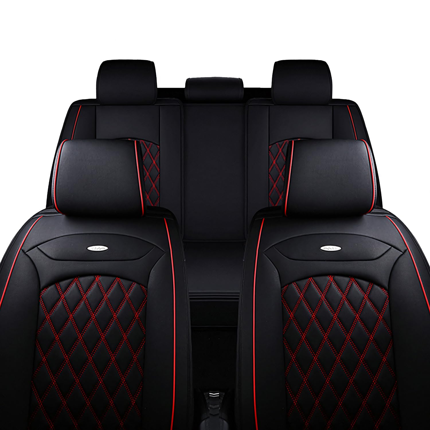 Housses de Siège Arrière de Voiture Universelle Cuir, Protecteurs de Siège Auto en Imperméables, Convient à la Plupart des Camionnettes SUV Berlines (Noir Rouge)