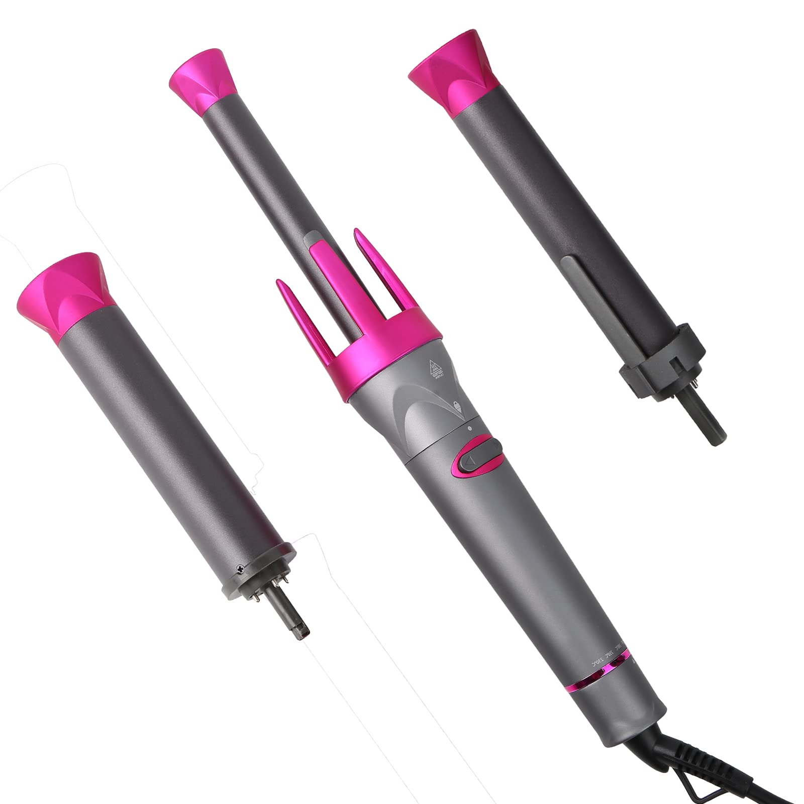 Automatic Curling Iron Rotating Curling Iron Wand, Auto Rotating Hair Curler with 3 Interchangeable Ceramic Barrels to Create Beach Wave Curls, Temps Adjustable LCD Display Instant Heat Dual Voltage
