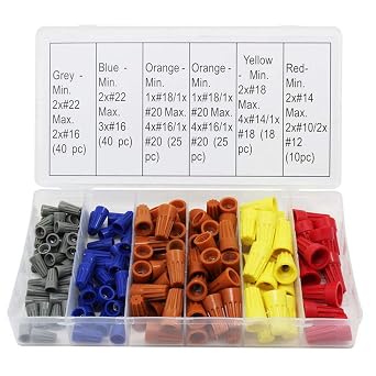 158Pcs Electrical 22-10 22-14 AWG Waterproof Wire Connectors Screw Twist Screw-On Terminals,with Spring Insert Twist Nuts Caps Connection Assortment kit