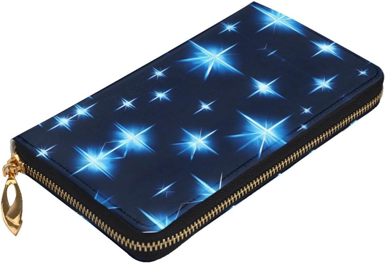 Cartoon blue starPrinted clutch, unisex long wallet, coin storage bag suitable for travel and daily use