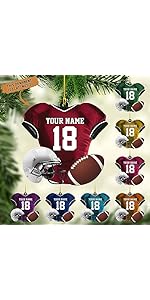 Artparel Personalized Football Ornament Customized Football Christmas Ornaments Football Ornament...