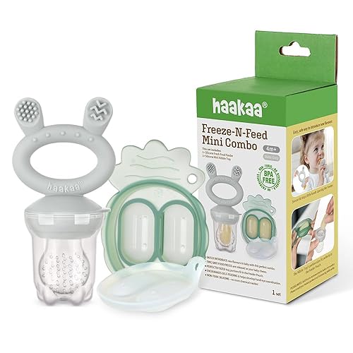 Miniatura 10 de Haakaa Freeze-N-Feed Mini Combo con alimentador de alimentos de silicona y mini bandeja de silicona  Alimentador automático de alimentos sólidos