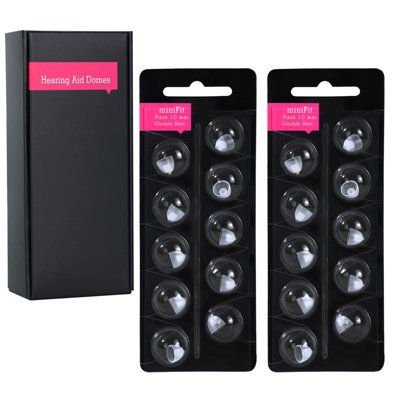 KH HAIKE Hearing Aid Domes for Oticon Replacements,Oticon Minifit Double Vent Bass Domes (8 mm/3 Pack）,Universal Domes for Oticon Hearing Aid Supplies