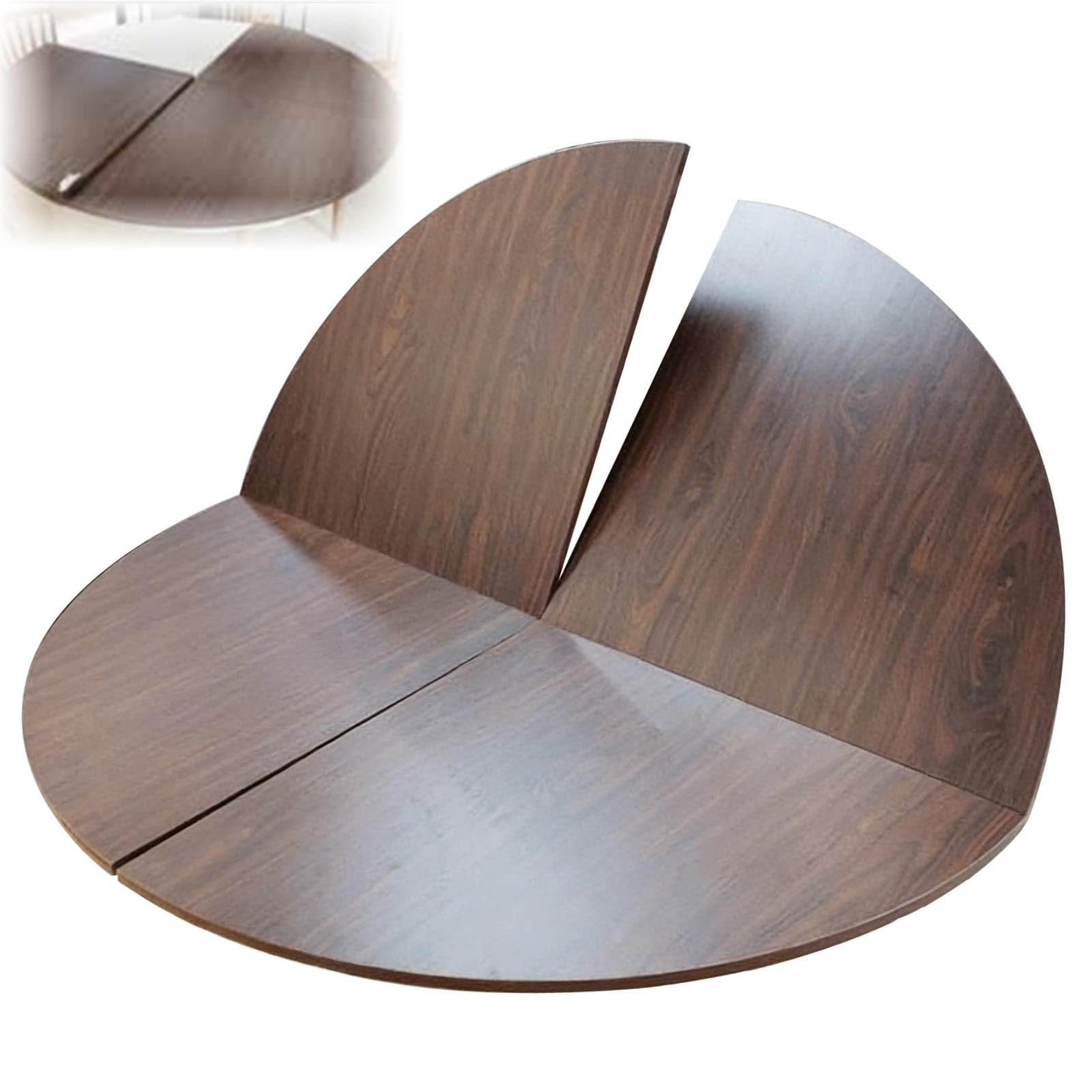 Large Foldable Round Table Top Extender Four-fold 47"-86" Round Folding Tables Outdoor Table Top Extender Table-Top Replacement Portable Wood-Top for Kitchen and Dining(Walnut,78.7")