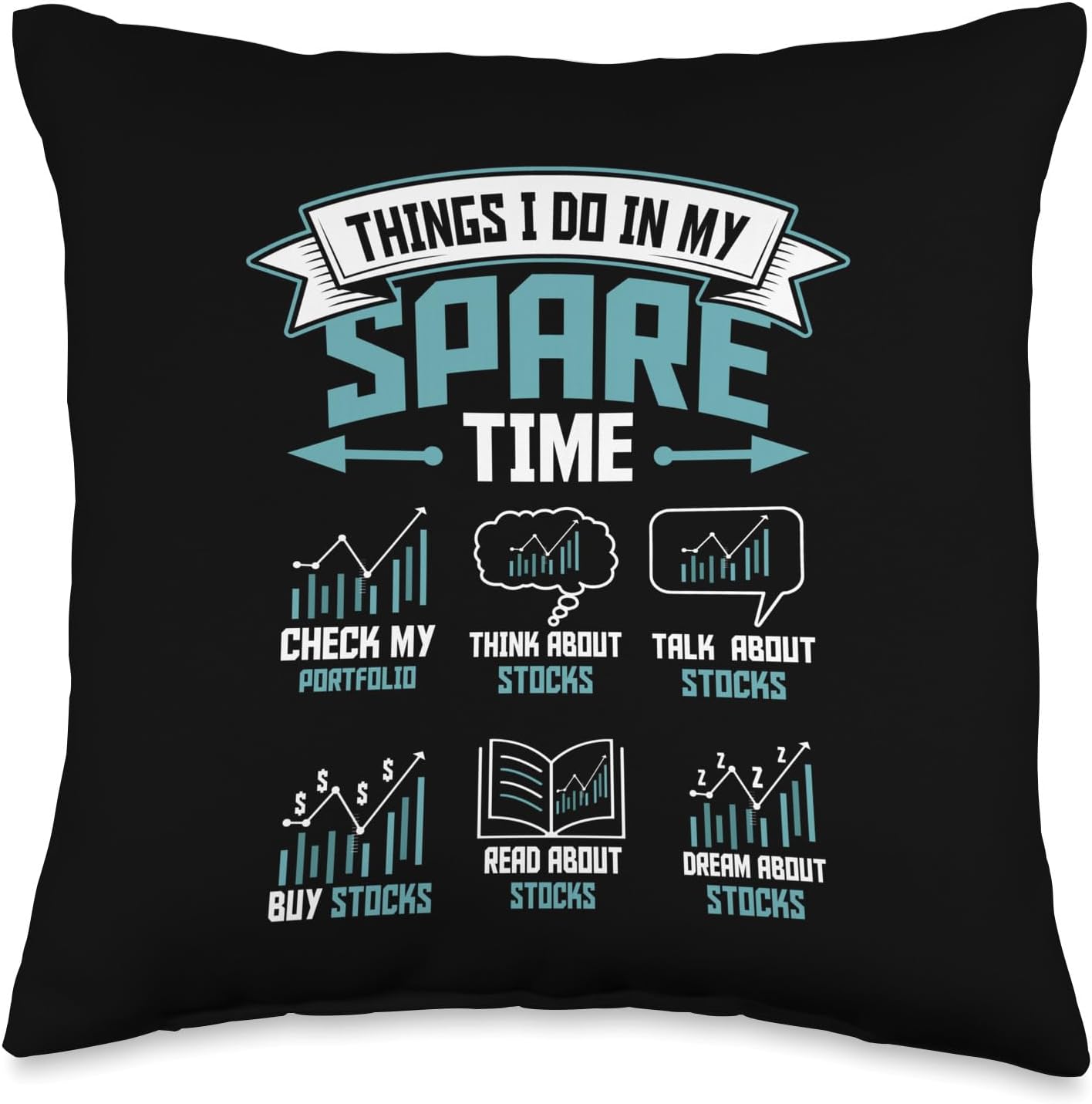 Spare Time Stock Market Trader Stock Trading Throw Pillow