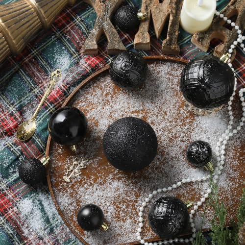 SZVRL Christmas Balls Ornaments -36pcs Shatterproof Christmas Tree Decorations with Hanging Loops for Xmas Tree, Holiday Party, Wedding & Indoor Home Decor,6 Styles in 3 Sizes (Black) - image 2