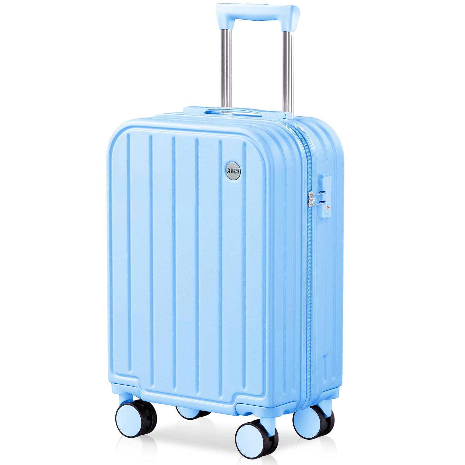 AnyZip Carry On Luggage 22x14x9 Airline Approved TSA Lock Lightweight Suitcase, 20 Inch PC ABS Hard Shell Luggage with Wheels for Women and Kids (LightBlue)