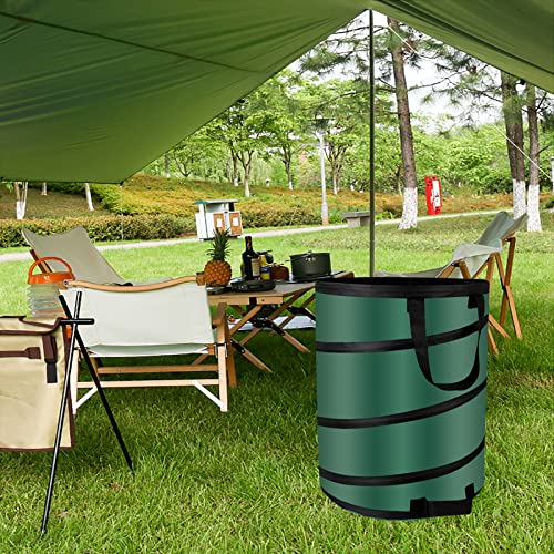Image of Camping Trash Can, Pop Up Collapsible Garbage Can, 10 Gallons, Foldable Recycle Bin Made of 600D Oxford Cloth for Gardening, Camping and Home Storage (Green)