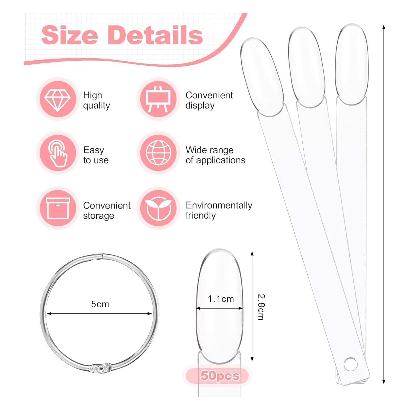 50 Pcs Nail Swatch, Nail Swatch Sticks, Nail Colour Display Tips, Nail Colour Display Tips - Image 2