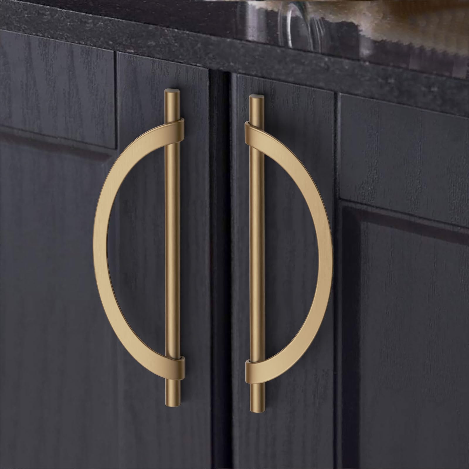 FILTA 10 Pack 7.6 Inch(192mm) Hole Centers Champagne Bronze Cabinet Pulls,Stylish Kitchen Cabinet Handles Half Moon Zinc Alloy Cabinet Hardware for