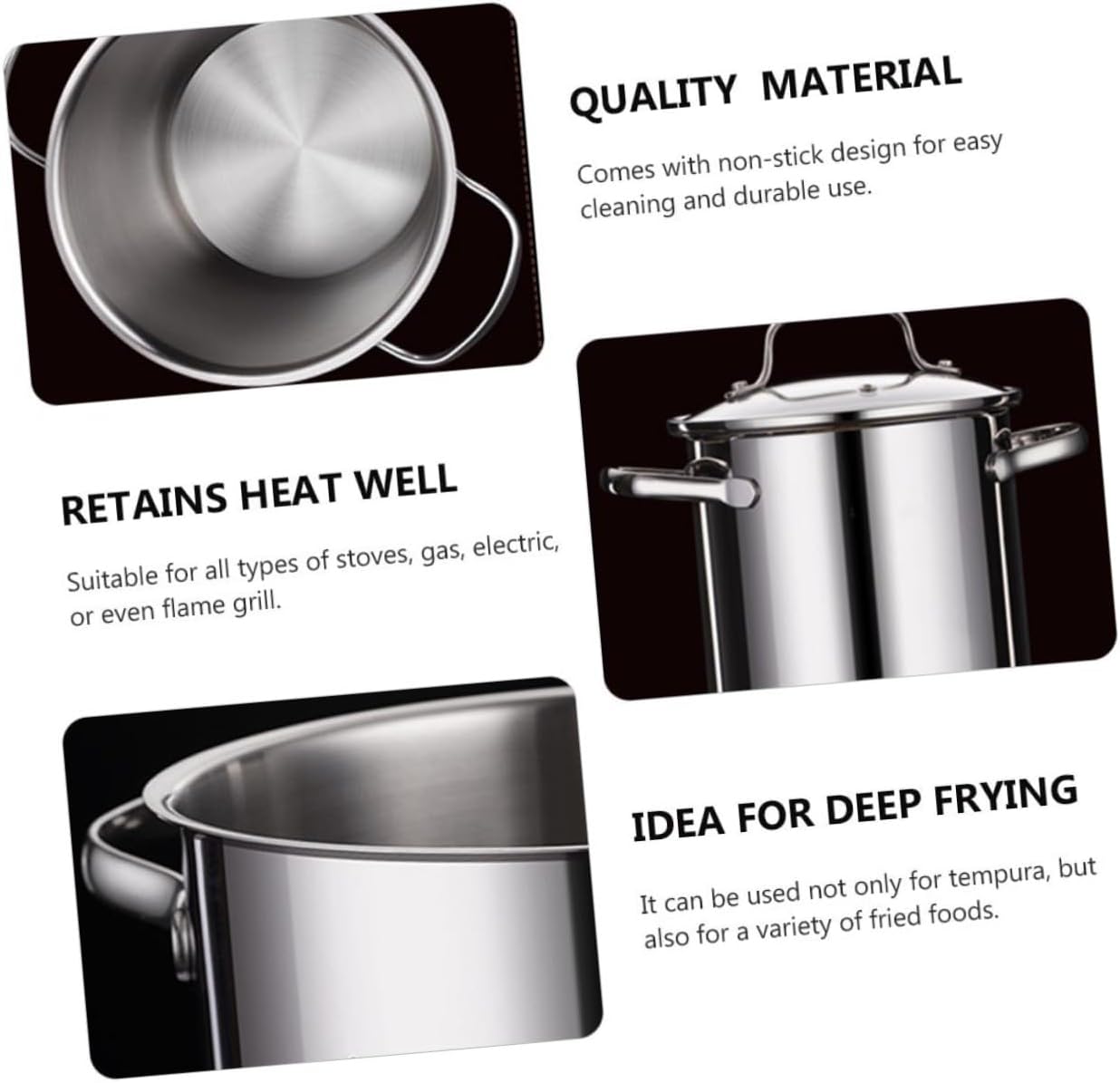 Stainless Steel Fryer Pot with Fry Basket 2.5 Quart Household Deep Frying Pan Kitchen Tempura Fryer Oil-Saving Filter for Home Cooking