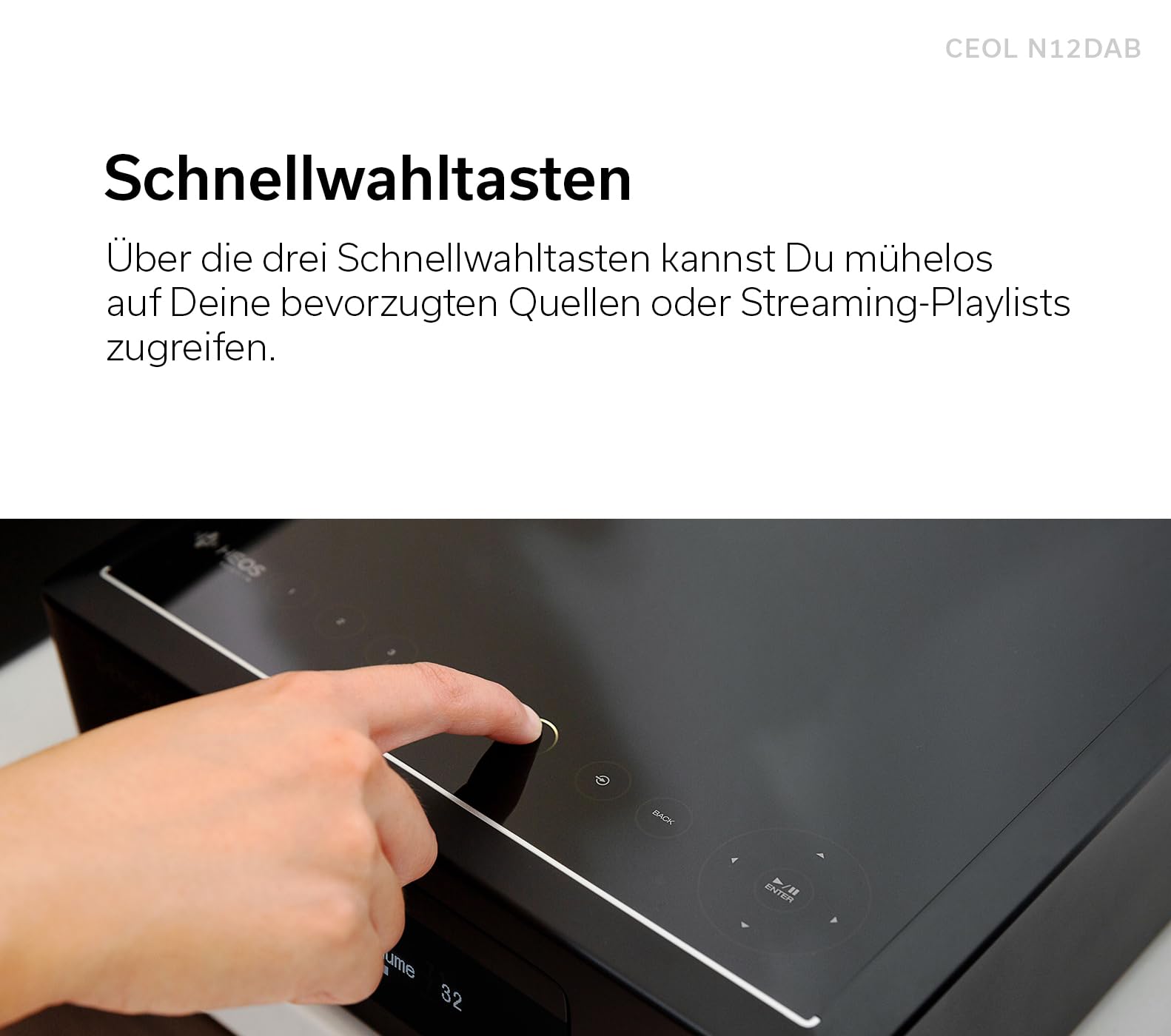 Denon CEOL N-12DAB HiFi-Komplettsystem mit Lautsprechern, CD-Player, Musikstreaming, HEOS Multiroom, Bluetooth, WLAN, AirPlay 2, DAB+ Radio, 2 Optische TV-Eingänge - Schwarz