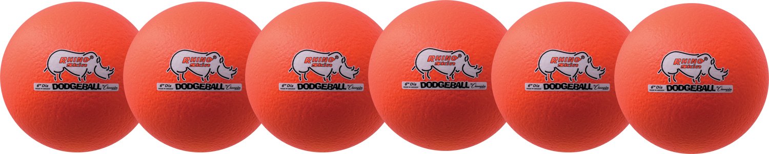 Champion Sports Rhino Skin Dodgeball (Set of 6, Neon Orange, 6")