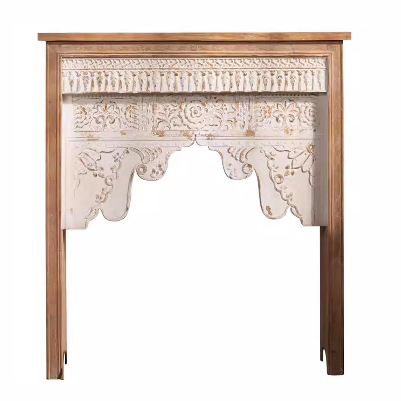 Mantels Surrounds Vintage White Wooden Fireplace Mantel Shelf Distressed Farmhouse Surround Decorated Frame