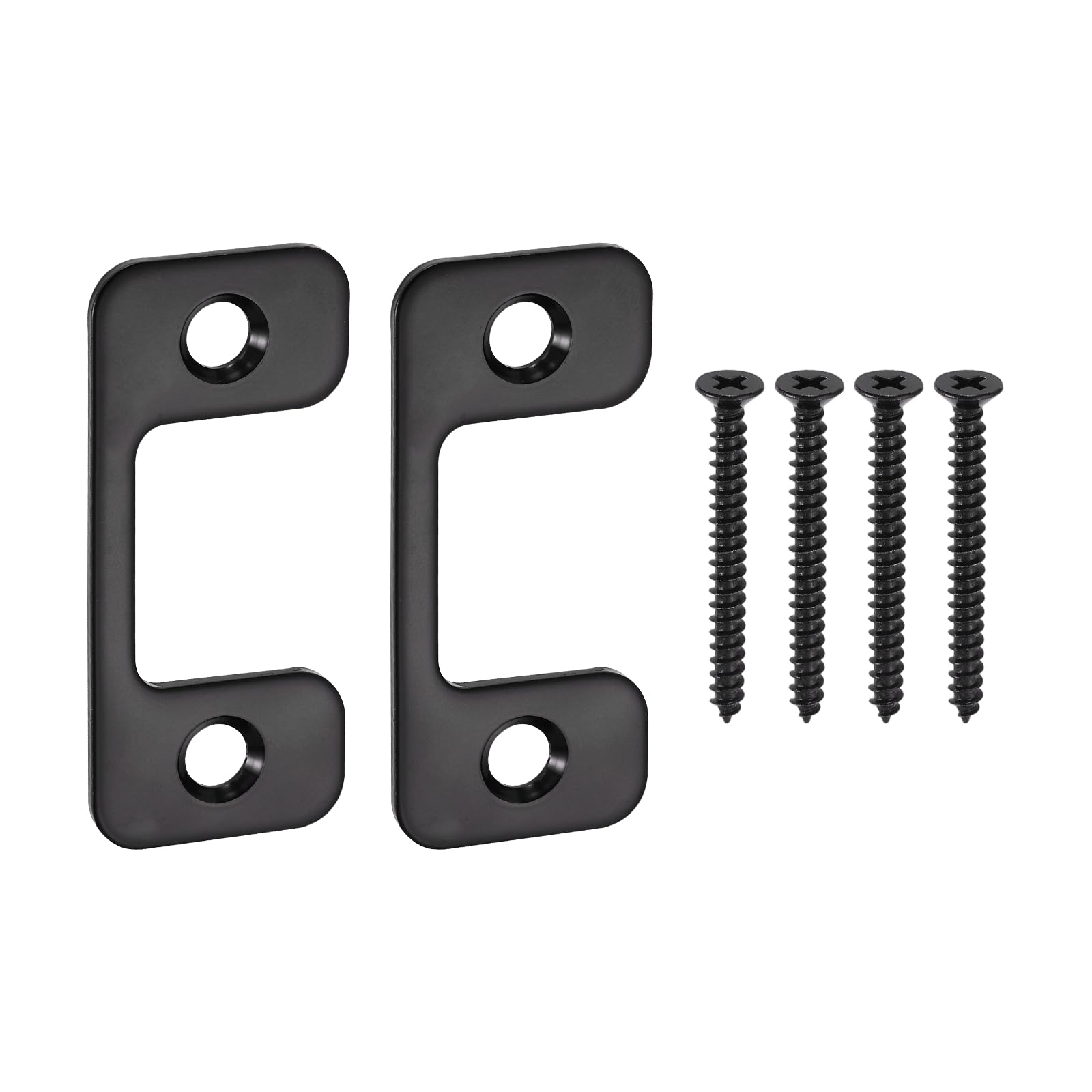 sourcing map 2Pcs Adjustable Strike Plate, 2-1/4" x 1" Stainless Steel Deadbolt Strike Plate, Adjustable Latch Strike Plate with Screws for Exterior Doors, Black