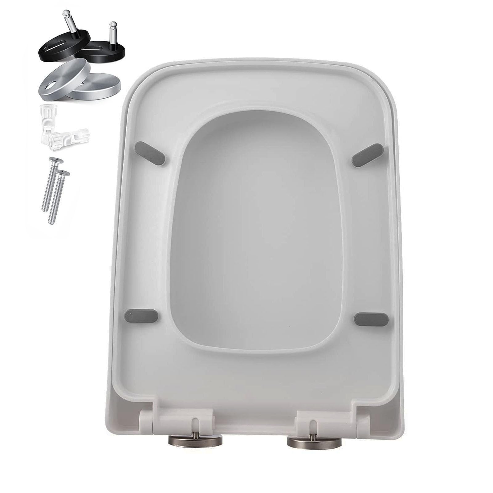 FLYIODFCXV Toilet seat, Soft Close White Square Toilet Seat with Quick Release for Easy Cleaning and Installation Top(04A)