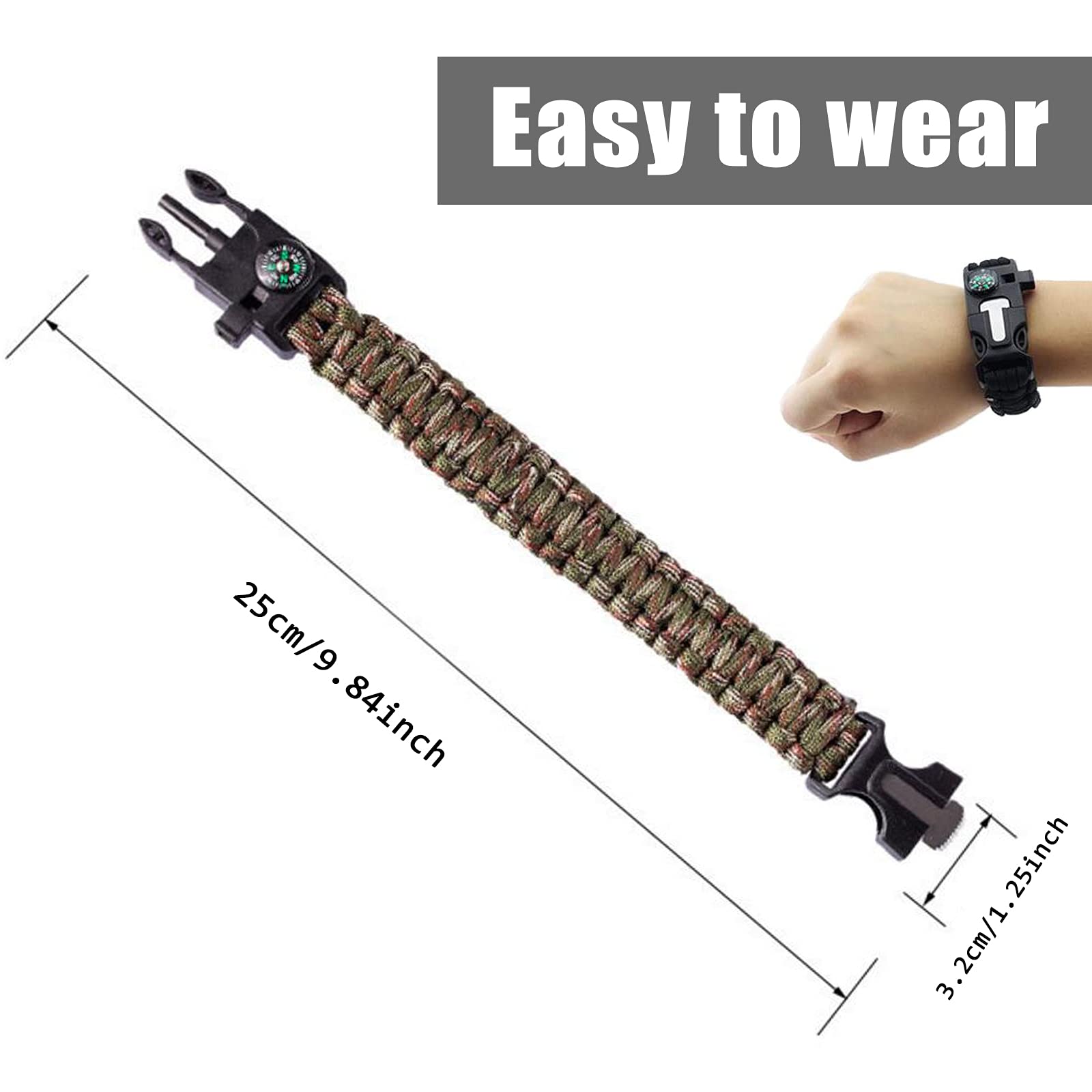 4 pulseras de supervivencia Flint. El Color Verde camuflaje del paraguas se utiliza para la supervivencia y la supervivencia de Los Hombres al AIRE Libre.