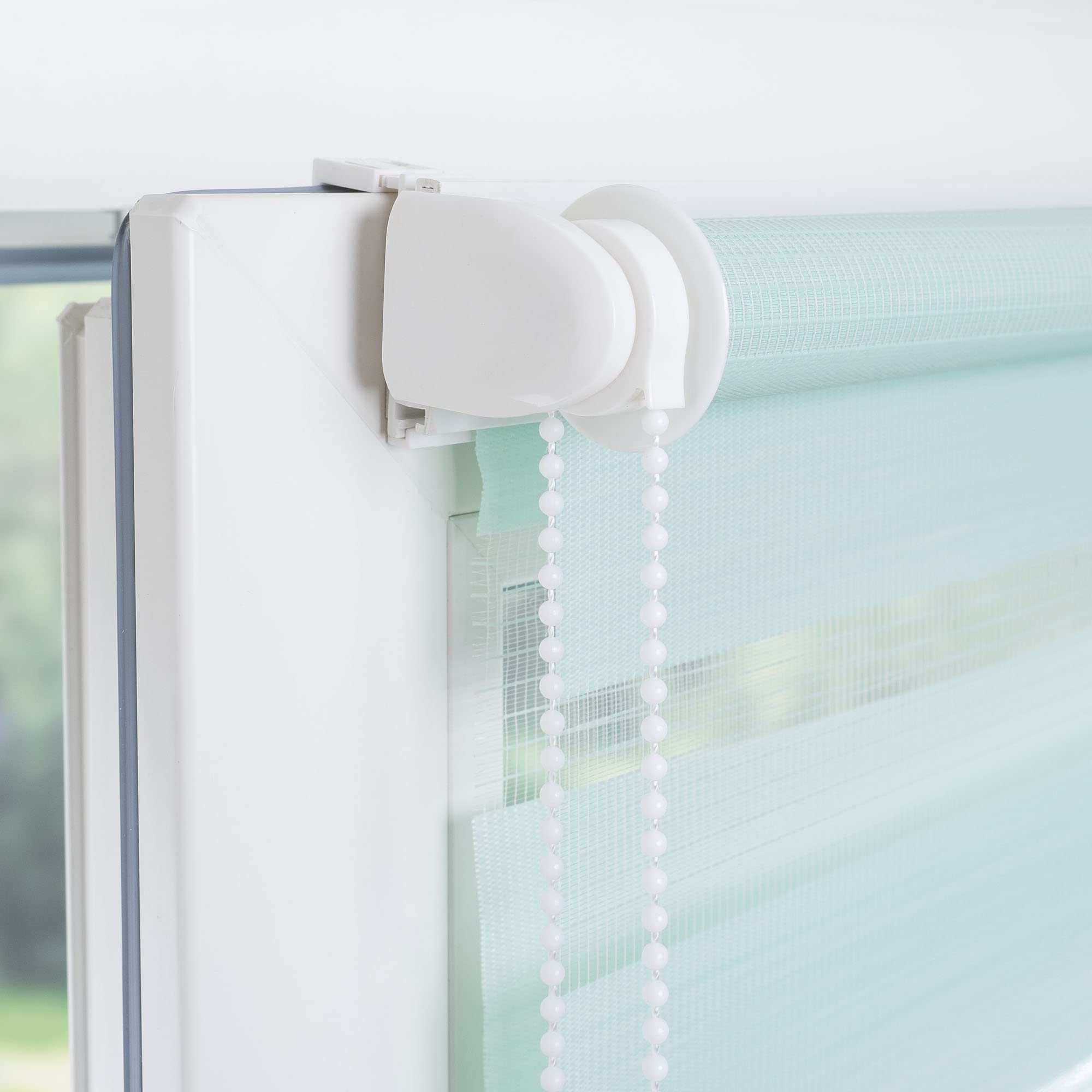 Doppelrollo/Duo Rollo-Lichtdurchlässig & Blickdicht – Montage ohne Bohren – Fensterrollo mit Kettenzug, Breite: 90 cm/Höhe: 160 cm, pastellgrün
