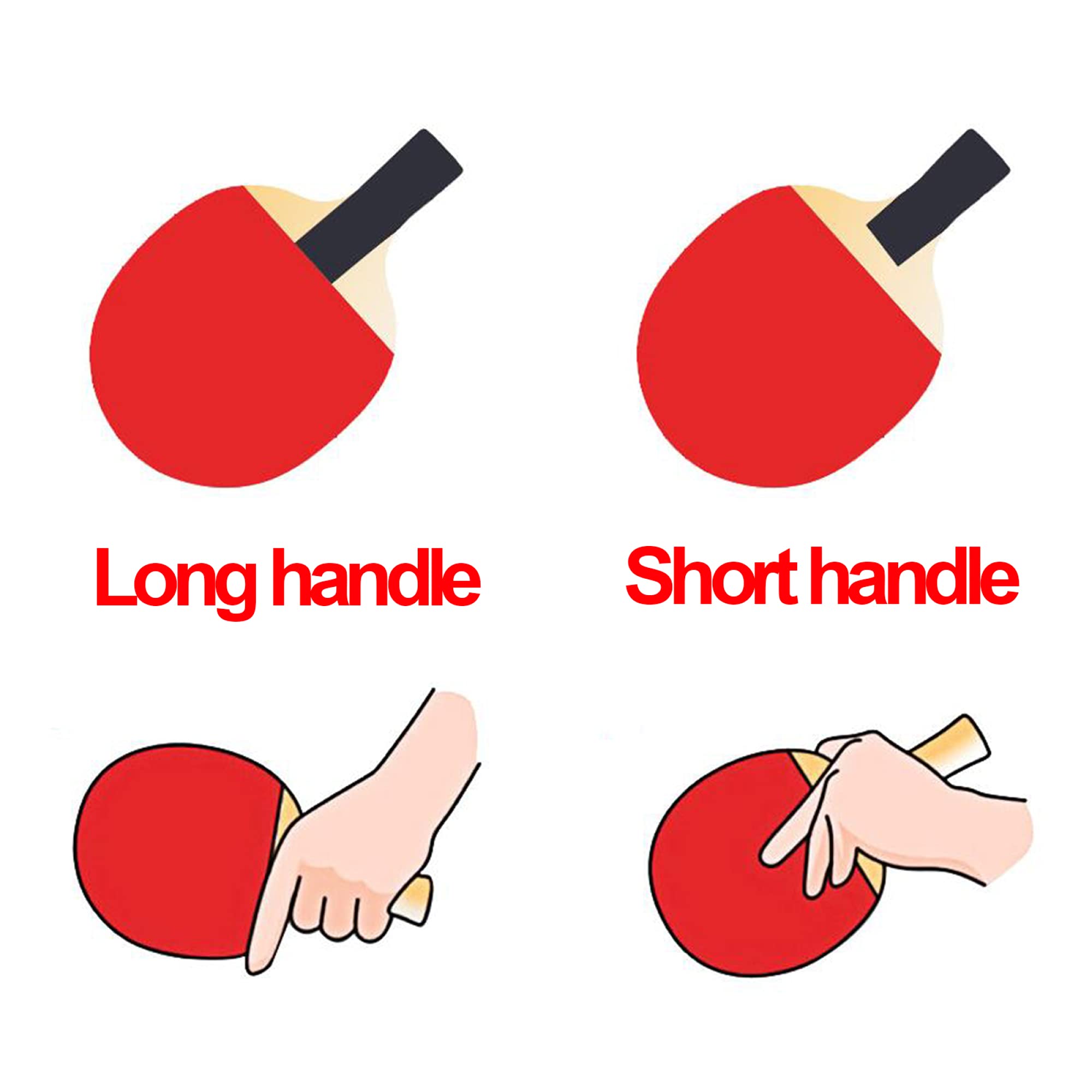 Mazza da ping pong, racchetta professionale, legno a 5 strati, con gomma approvata ITTF / 6 stelle/manico corto