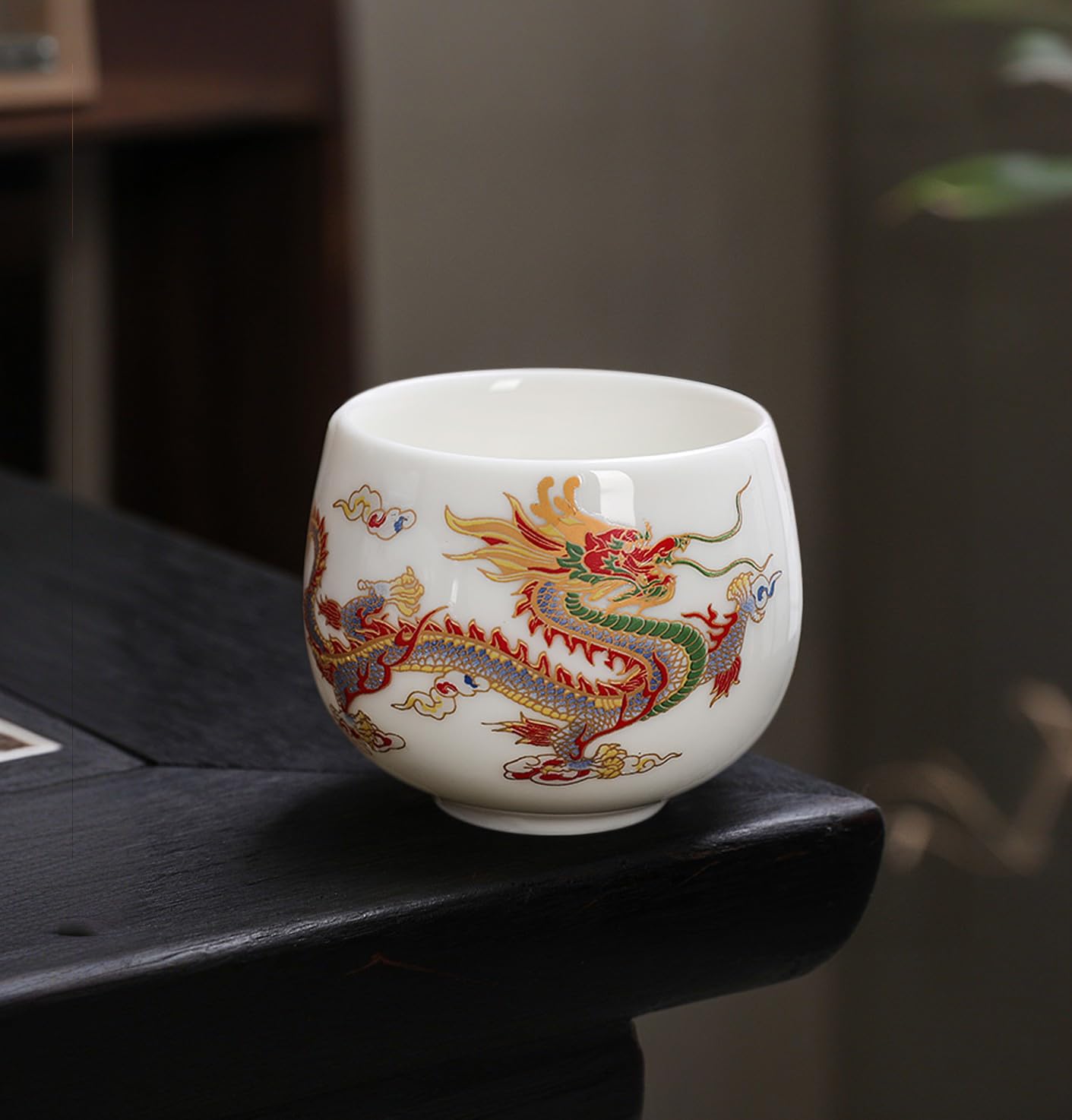 Ręcznie robiony zmieniający kolor biały porcelanowy czajniczek w kształcie smoka i feniksa, zestaw do herbaty Kung Fu dla miłośników herbaty (2 filiżanki)