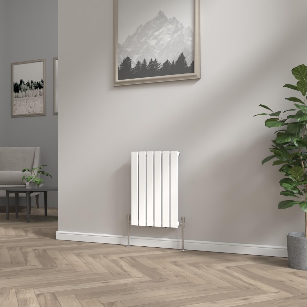 NRG Modern Radiator White 600x408mm Single Flat Panel Heater Interior Designer Horizontal Bathroom Radiators — image 1