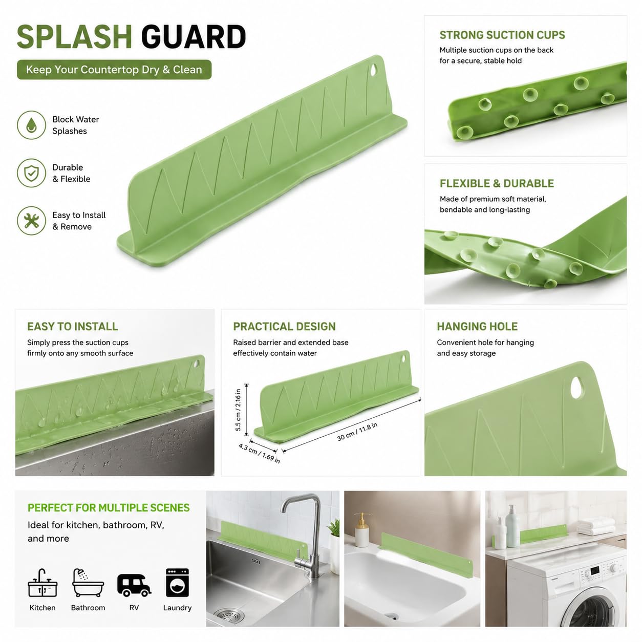 Silicone Sink Splash Guard - Keep Surfaces Dry! -4