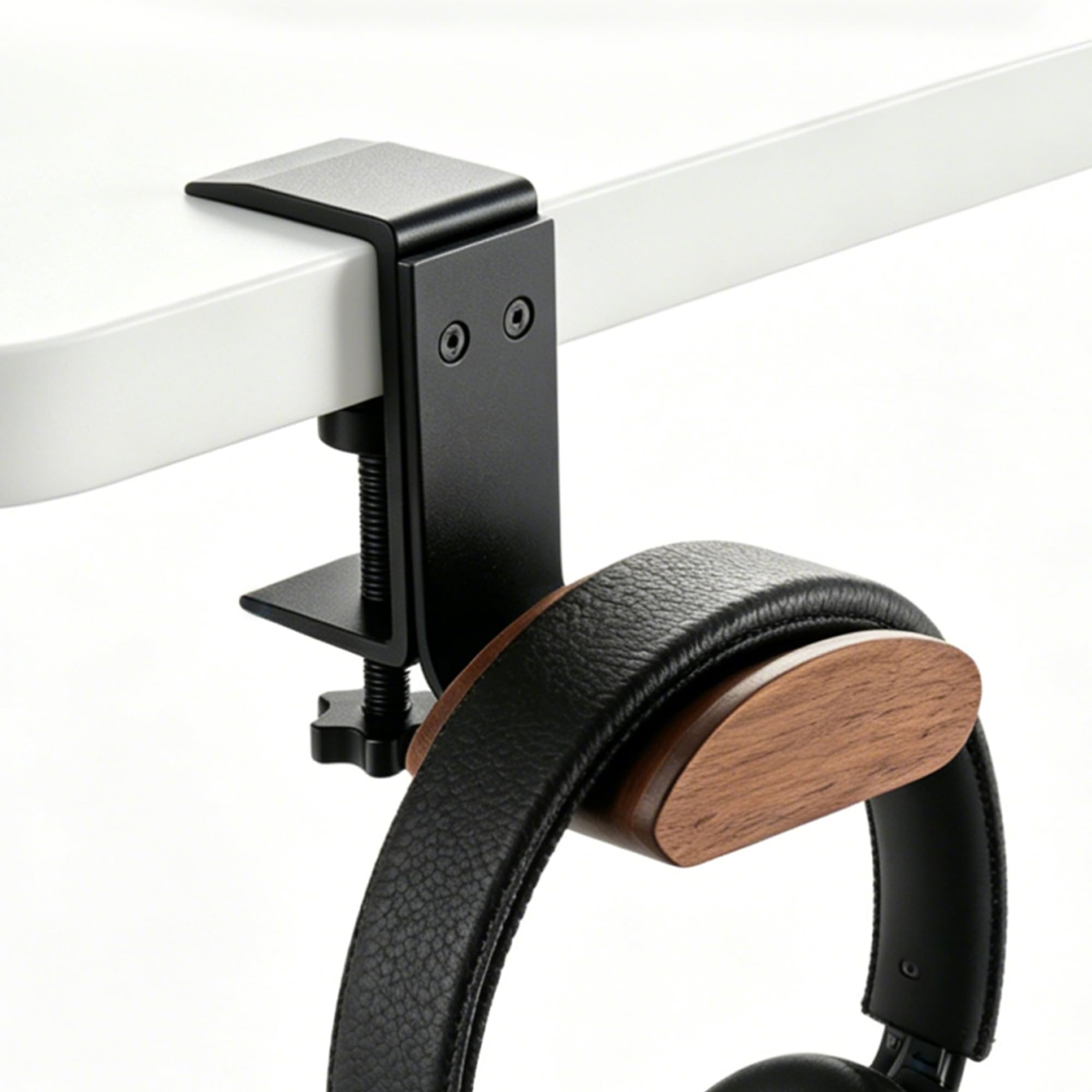 Supporto per casco in legno di noce e metallo massiccio – Supporto per scrivania regolabile per tutte le dimensioni, ideale per l'ufficio