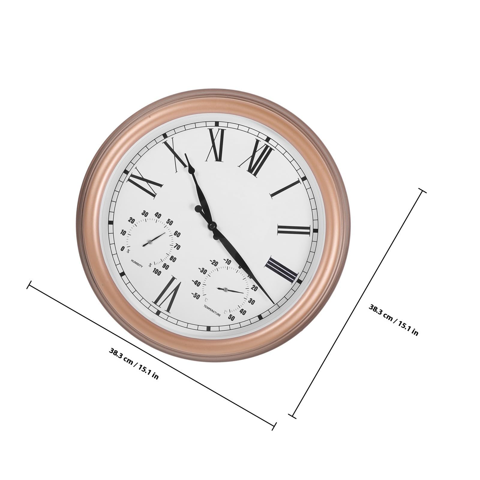 Außenwanduhr Robuste Außenuhr mit Thermometer und Hygrometer aus Kunststoff und Glas mit Sommeratmosphäre Ip44 Zertifiziert für Garten und Terrasse
