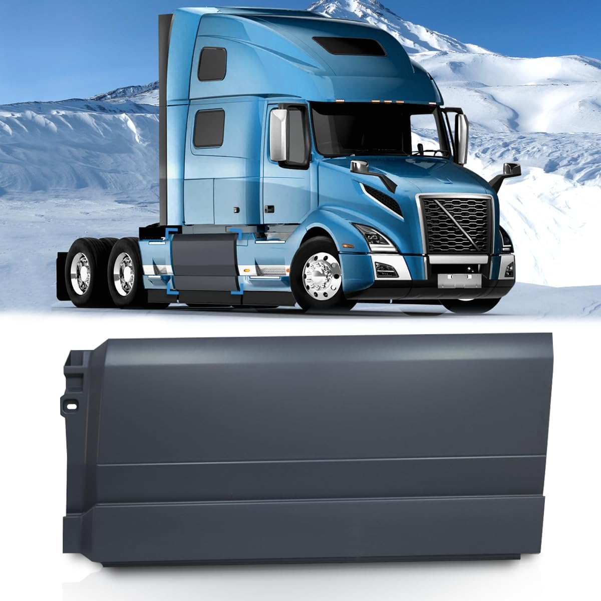 Black Middle Fairing Panel 66" Made of ABS Plastic Compatible with Volvo VNL 2018+,(Passenger Right Side) (Middle Fairing 66", Right)